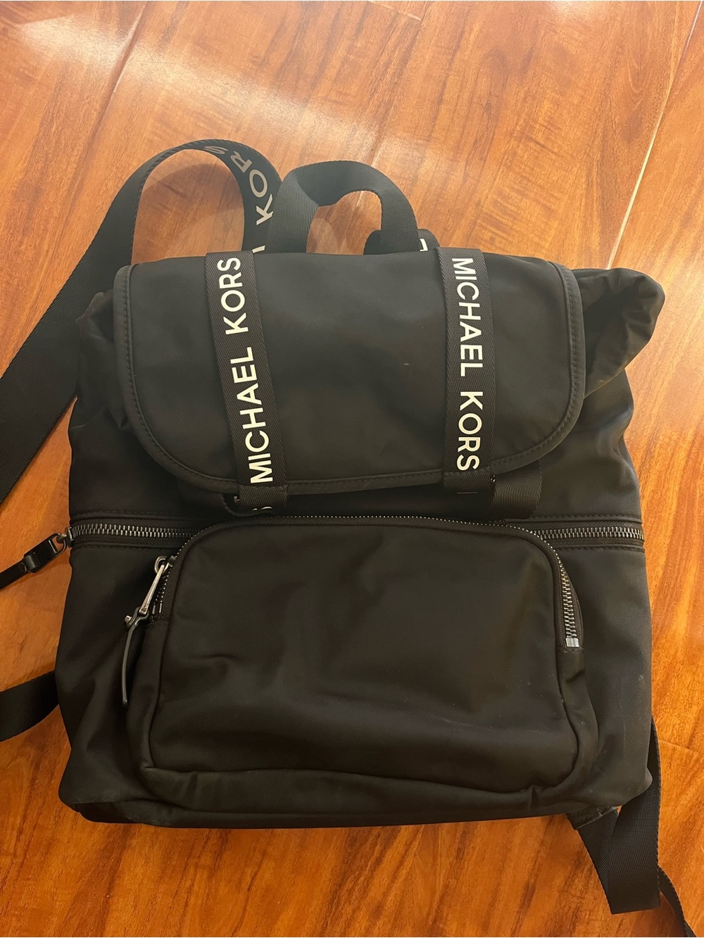 Michael Kors Black Logo Strap Backpack